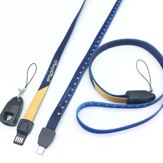 Wholesale Price New Promotion Gift USB Lanyard Neck Strap Charger Cable Lanyards Type C 3 In1 Data Cable for Phone